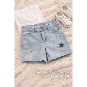 Evsie Girls Jean Shorts Size Medium 10 Blue Denim Star Print Youth